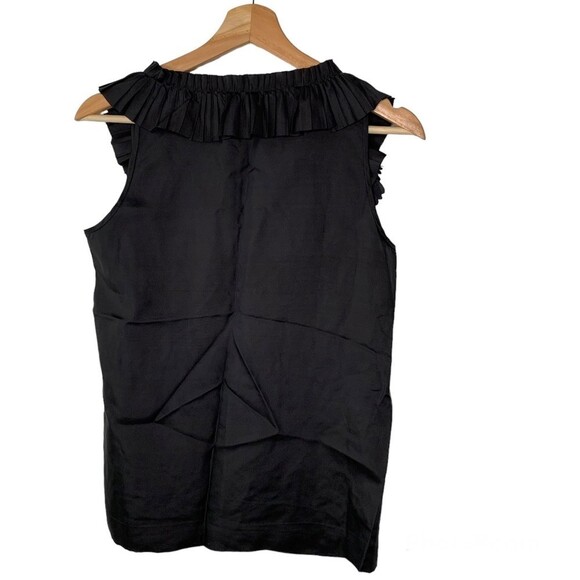J. Crew 100% Silk Black Ruffled Rosette Neckline Top - Picture 2 of 6